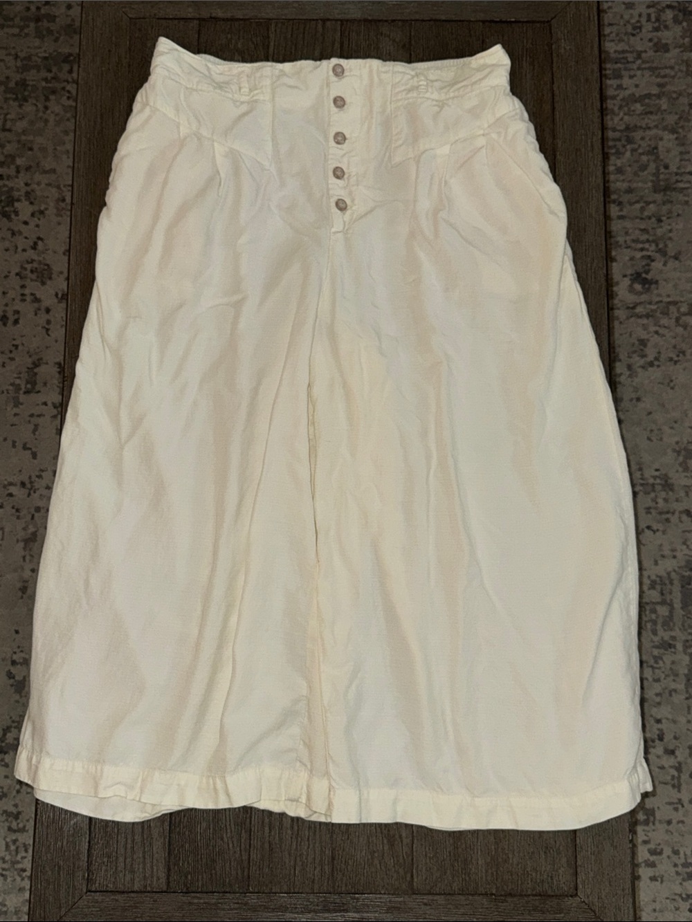 Anthropologie Oceanside Cropped Wide Leg Pants Ivory